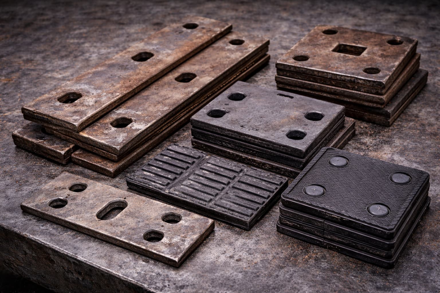 Железнодорожные накладки, подкладки и резиновые прокладки для рельсов